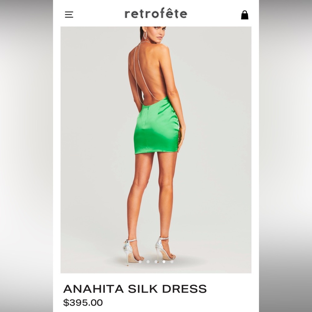 Retrofete Anahita Silk Dress Green
Size XS 
Worn once in excellent condition